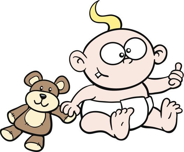 卡通宝宝，泰迪熊，竖起大拇指图片下载