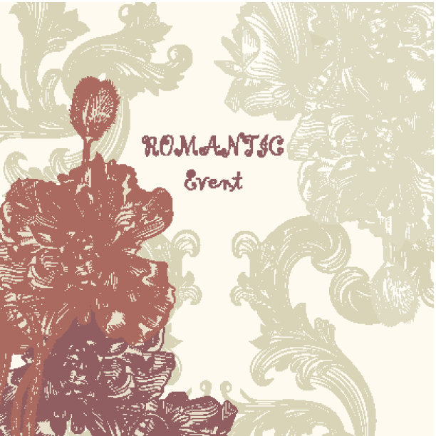 优雅的邀请卡在复古风格与罂粟花图片下载