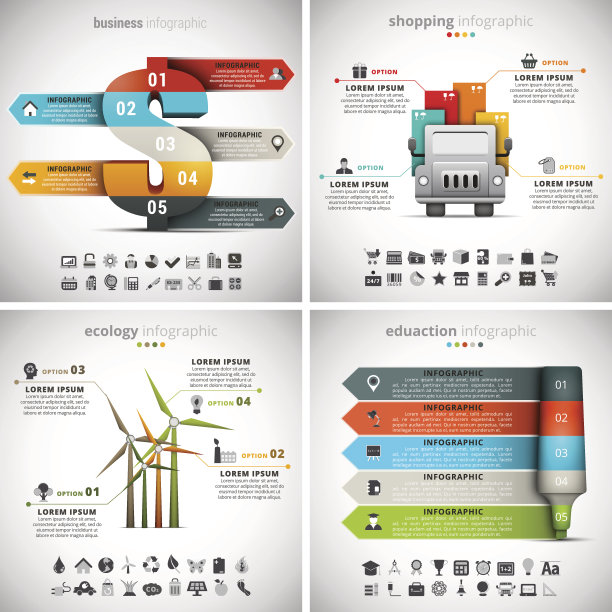 4合1信息图包图片下载
