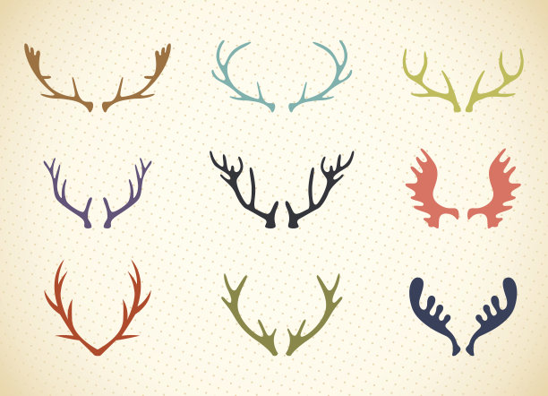 驯鹿的鹿角在矢量插图图片下载