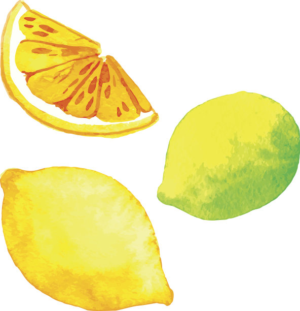 水彩柑橘类水果素材图片