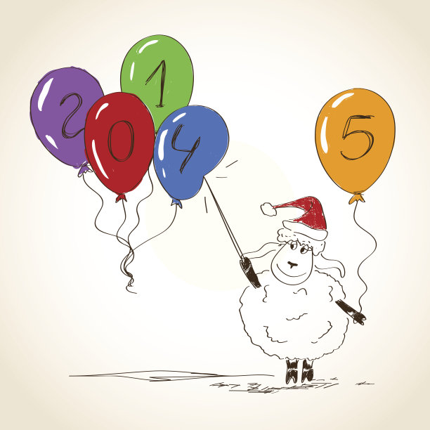 有趣的素描羊-象征2015年新年图片下载