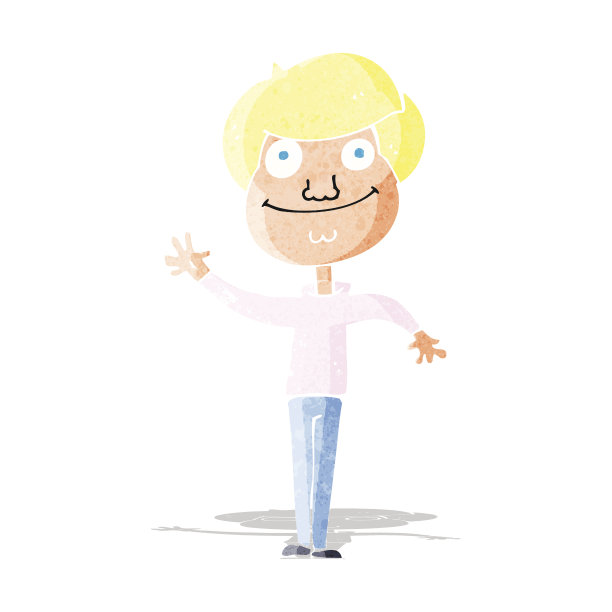 卡通快乐男人挥手图片下载