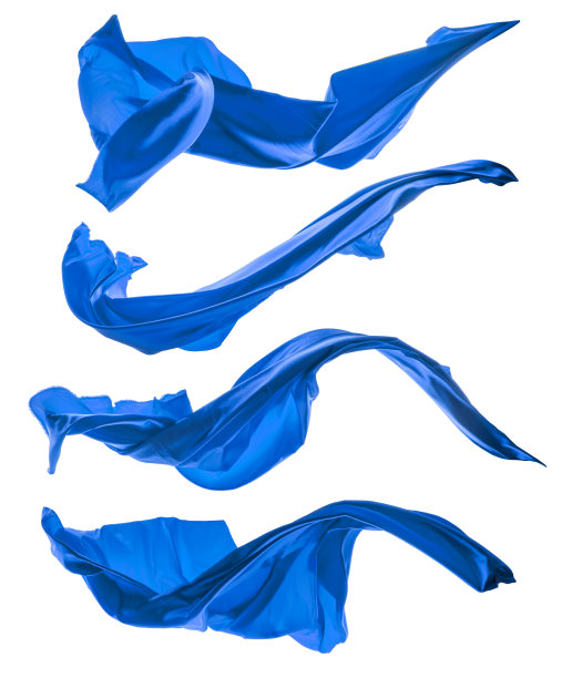 白色背景上的蓝色缎子形状图片下载