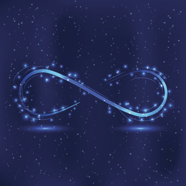 无限符号与明亮的灯光在一个深夜的背景图片下载