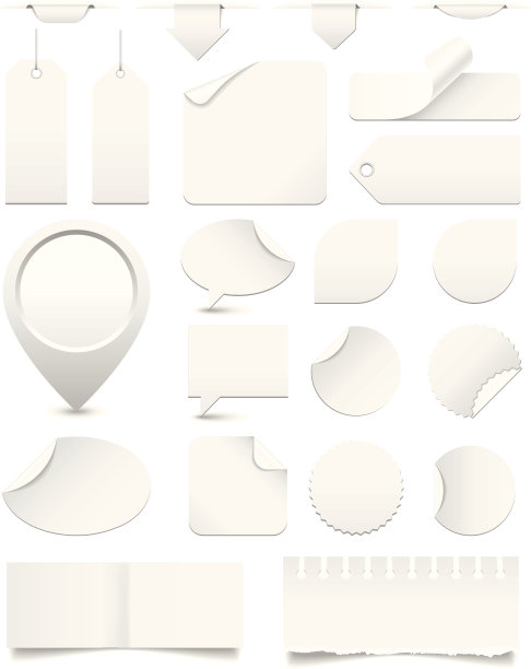 白纸标签和贴纸套装图片下载