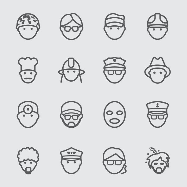 人物和职业线图标图片下载