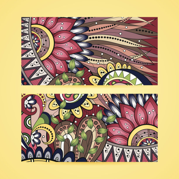 向量集的花横幅图片下载