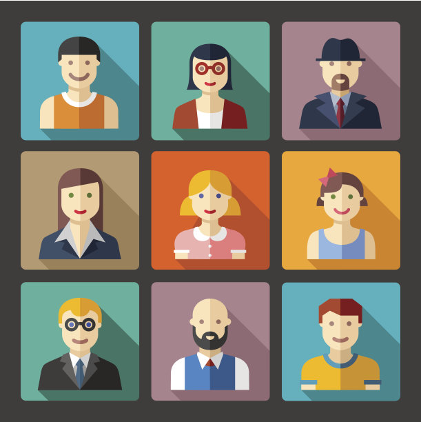 平面头像图标，面孔，人物图标素材图片