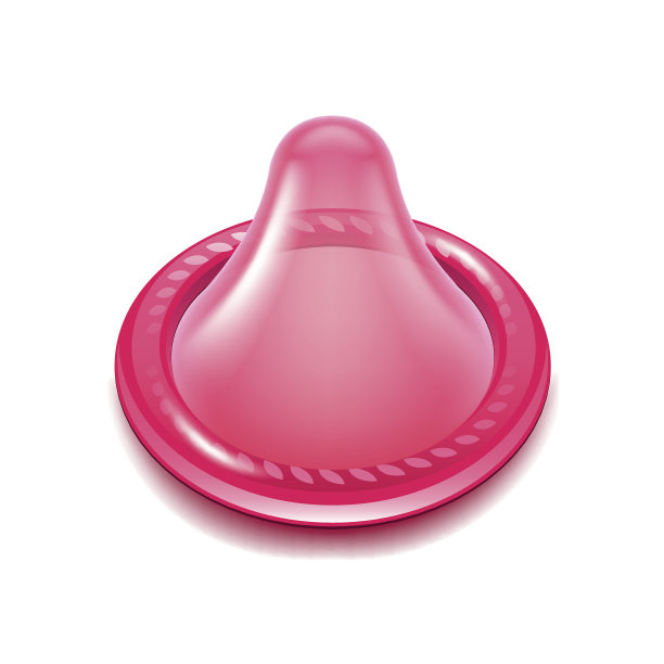 白色媒介上分离的粉红色避孕套图片下载