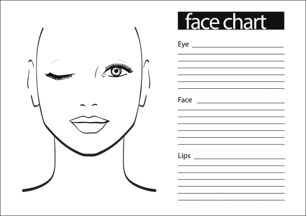 脸表化妆师布兰克。模板。矢量插图。图片下载