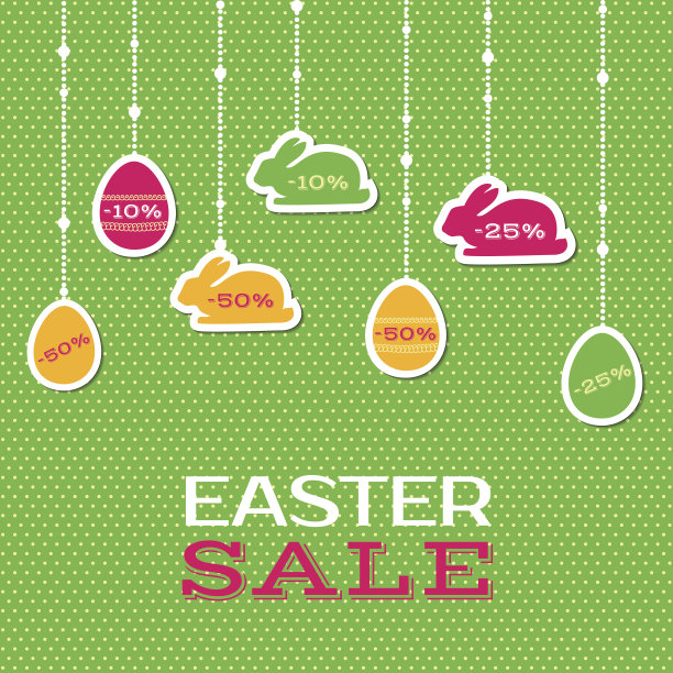 复活节促销海报，附有价签图片下载
