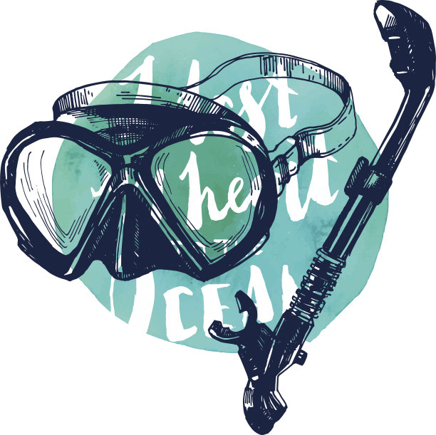 水肺潜水设备素描集。图片下载