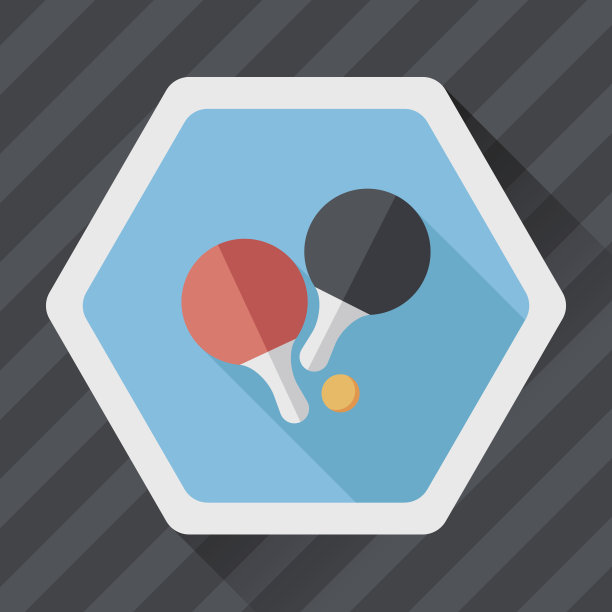 乒乓球拍的图标与长影子，eps10图片下载