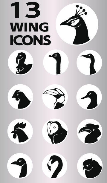 鸟类和生物与翅膀图标收集图片下载