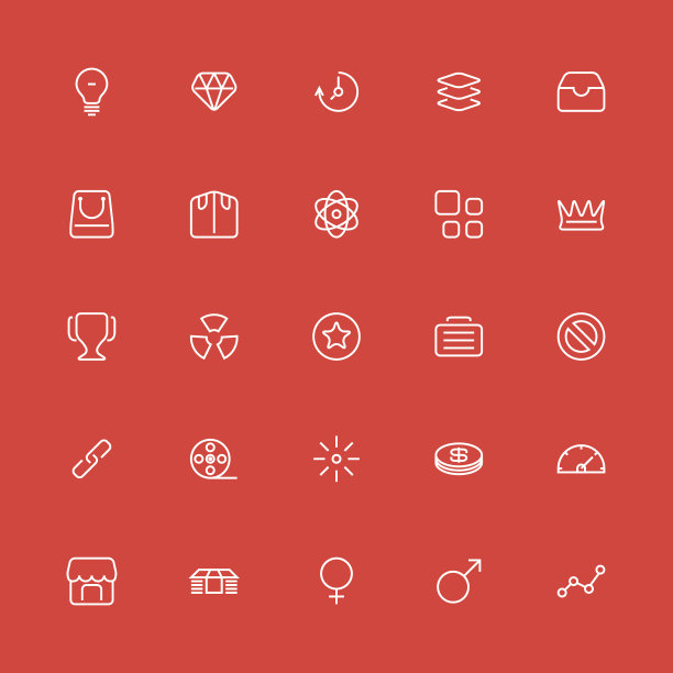 细线条icon合集。矢量UI、网页、App素材图片下载
