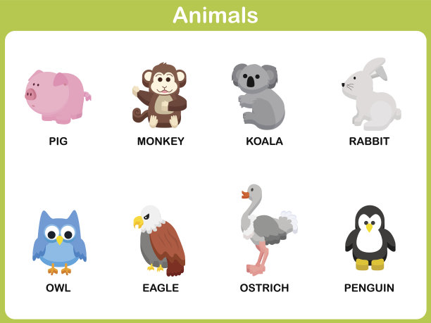 可爱的动物矢量组的孩子:平面设计图片下载