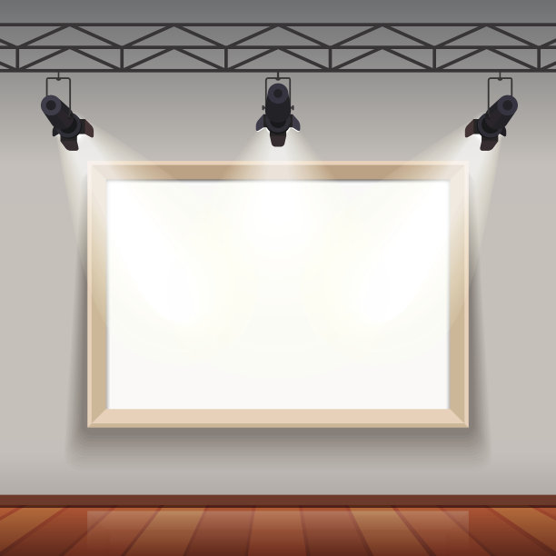 艺术博物馆大厅里空的画框图片下载