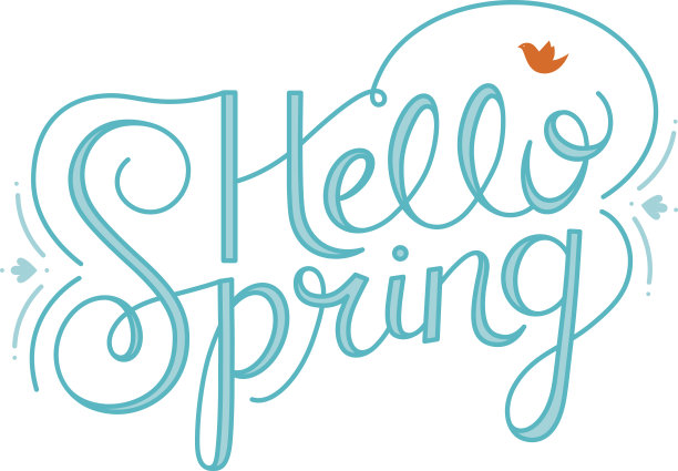 你好春天手刻字图片下载