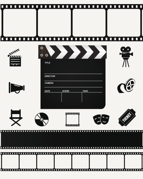 电影图标和元素。图片下载