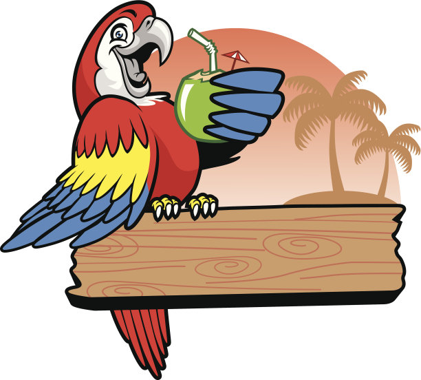 鹦鹉喝了一杯椰子汁图片下载