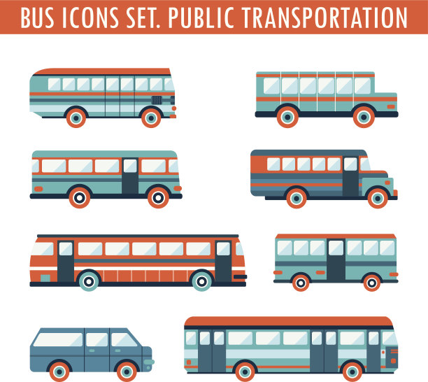 总线的图标集。公共交通图片下载