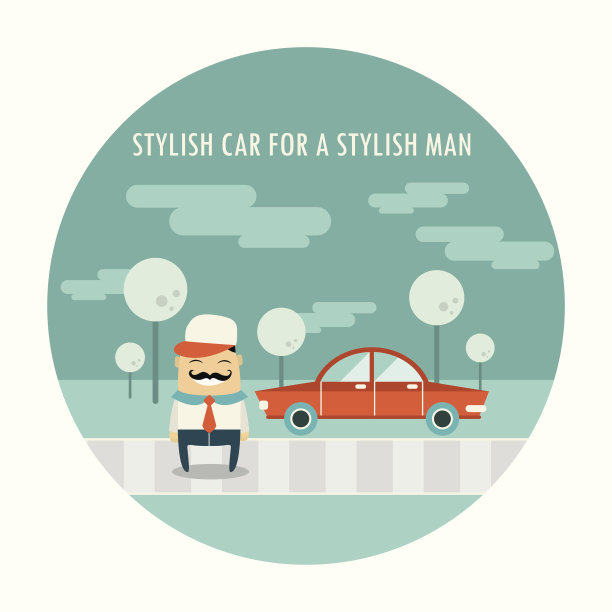 帅气的嬉皮士和他的时尚车图片下载