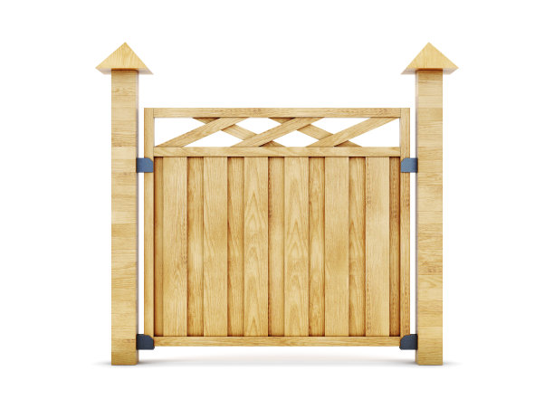 木栅栏孤立在白色背景上。三维演示图片下载