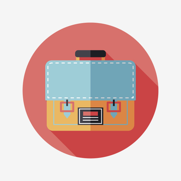 带长阴影的公文包、书包扁平图标，EPS10图片下载