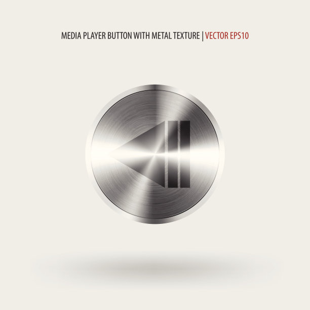 带有金属纹理的媒体按钮。图片下载