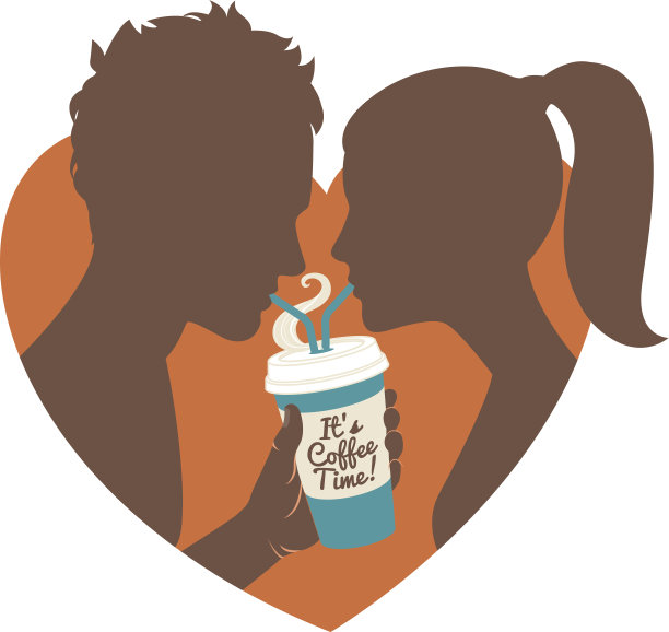 喝咖啡。平的风格。图片下载