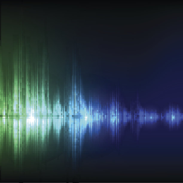 抽象的均衡器的背景。蓝绿波。图片下载