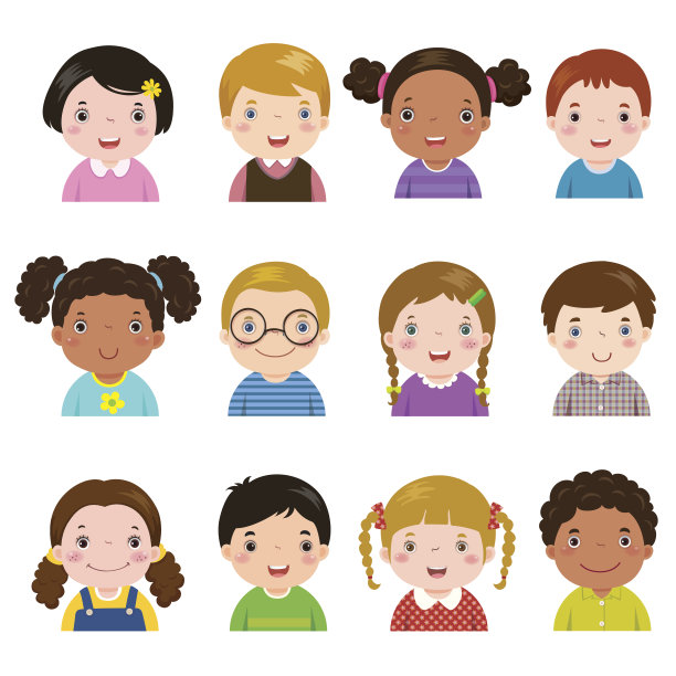 一组不同的男孩和女孩的化身图片下载