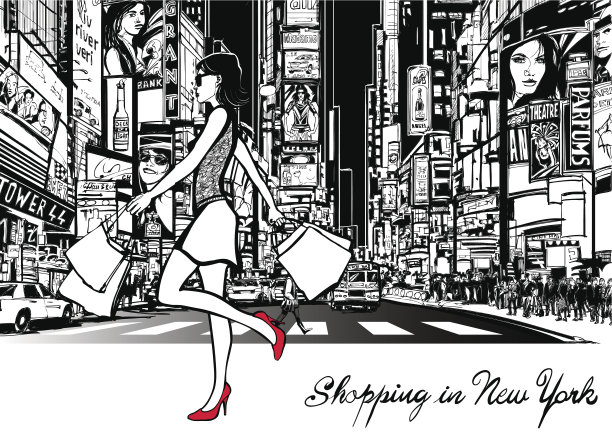 购物在时代广场-纽约图片下载