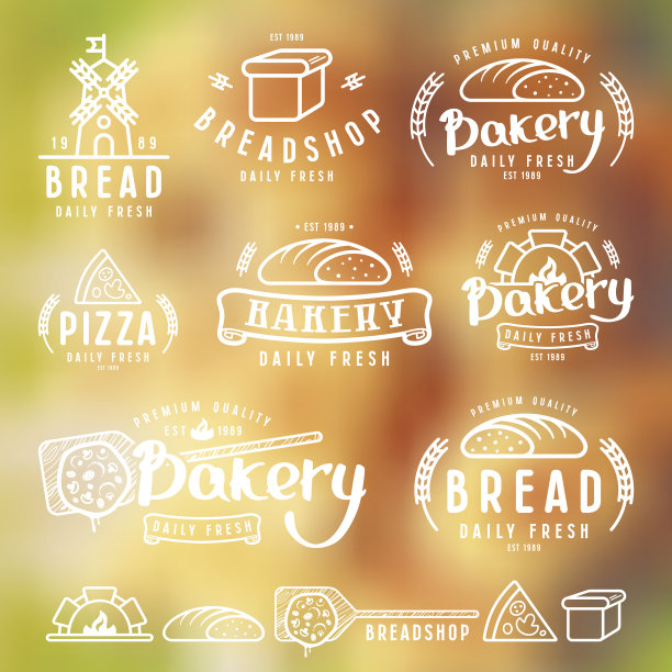 面包房的标签，徽章和设计元素图片下载