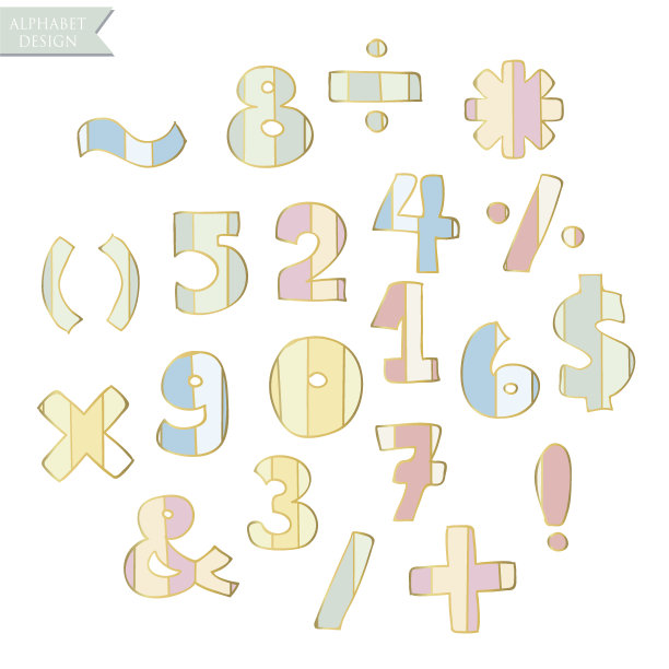 黄粉蓝绿彩色墨水字母。手绘图片下载