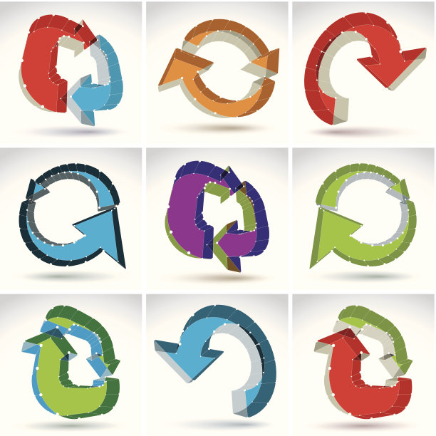 一组3d网格时尚更新图标孤立在白色图片下载