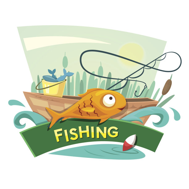 钓鱼概念设计，矢量插图图片下载