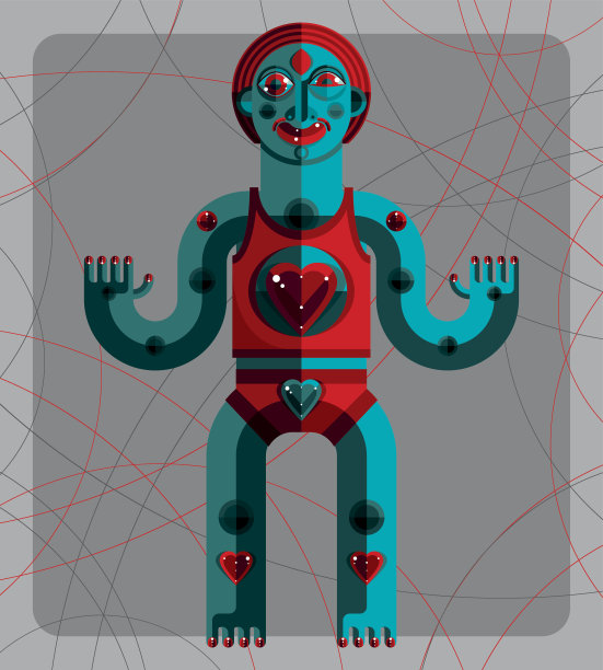 单字平面设计图，立体主义美术画图片下载