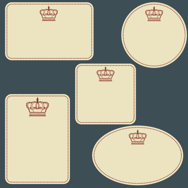 一套五空标签与彩色手绘皇冠图片下载