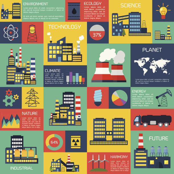 现代工业平面信息图表背景。图片下载