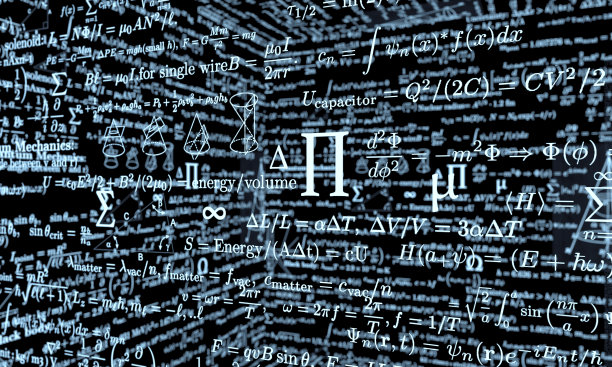 黑色的数学板和公式素材图片