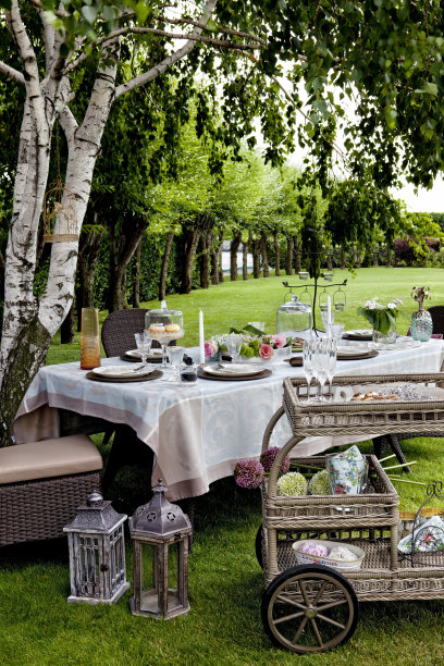 奢华的户外婚礼午餐餐桌设置图片下载