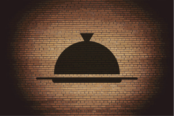 餐厅钟形。平面现代的网页按钮和空间为您图片下载