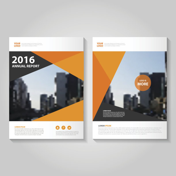 橙色多边形矢量年度报告传单宣传册传单模板设计图片下载