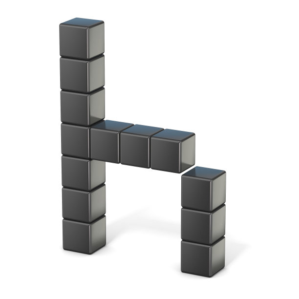 8位字体。小写字母H. 3D图片下载
