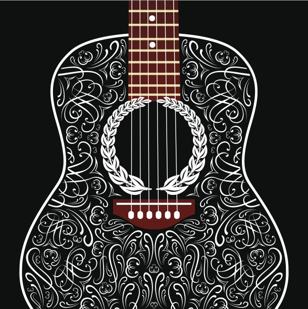 肮脏的背景与黑人原声吉他图片下载