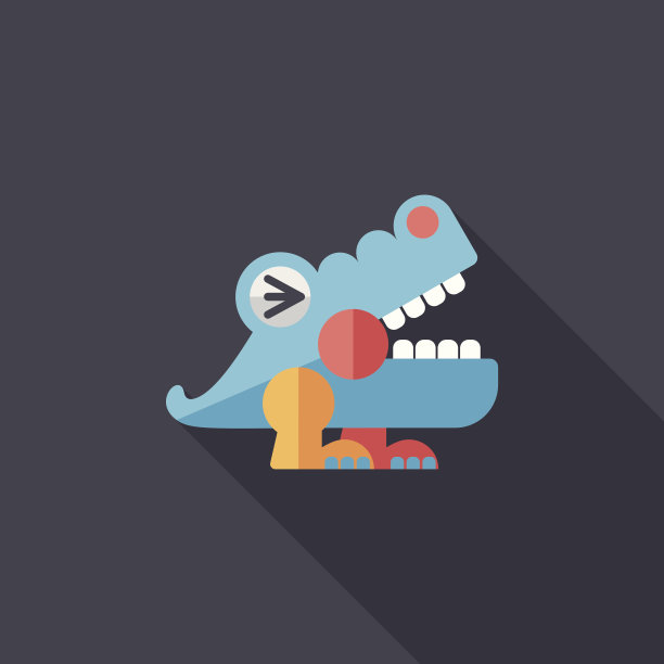 鳄鱼玩具与长影子扁平图标，eps10图片下载