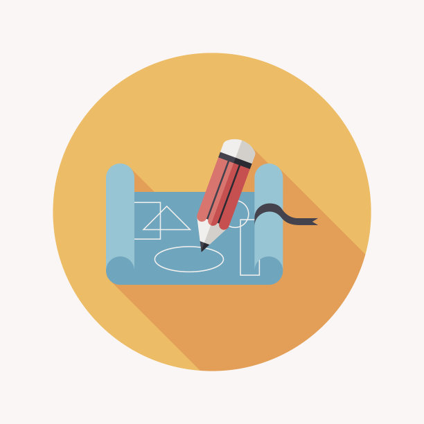 带有长阴影的蓝图平面图标，eps10图片下载