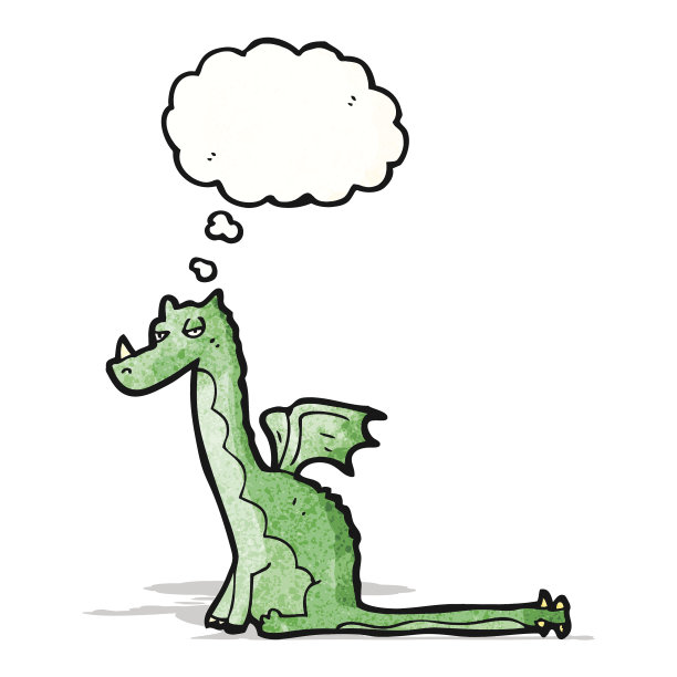 卡通龙与思想泡泡图片下载